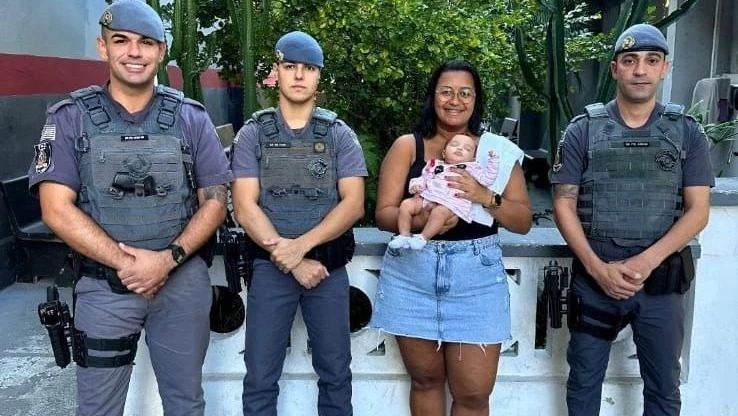 Em 10 dias, PM de SP salva bebê de 1 mês duas vezes em Santos