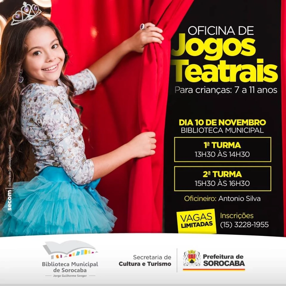 Biblioteca Municipal terá oficina gratuita de Jogos Teatrais