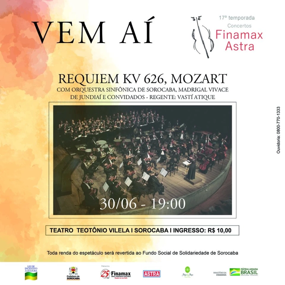 Concerto com obra consagrada de Mozart será atração no TMTV