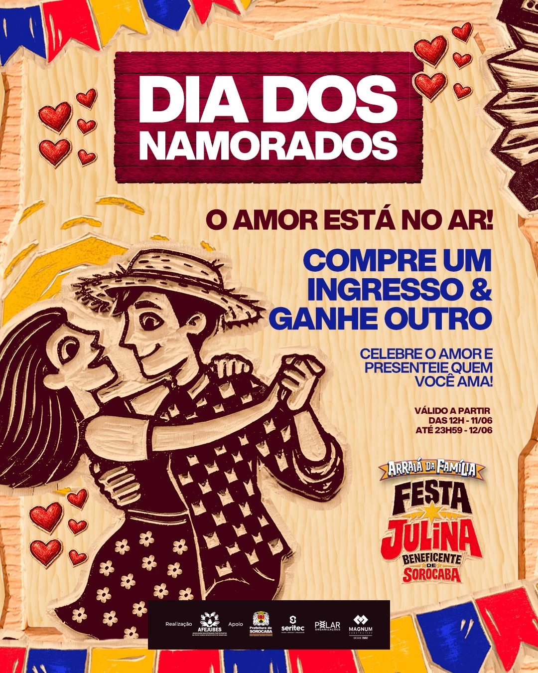 Festa Julina de Sorocaba anuncia ingressos em dobro para o dia dos namorados