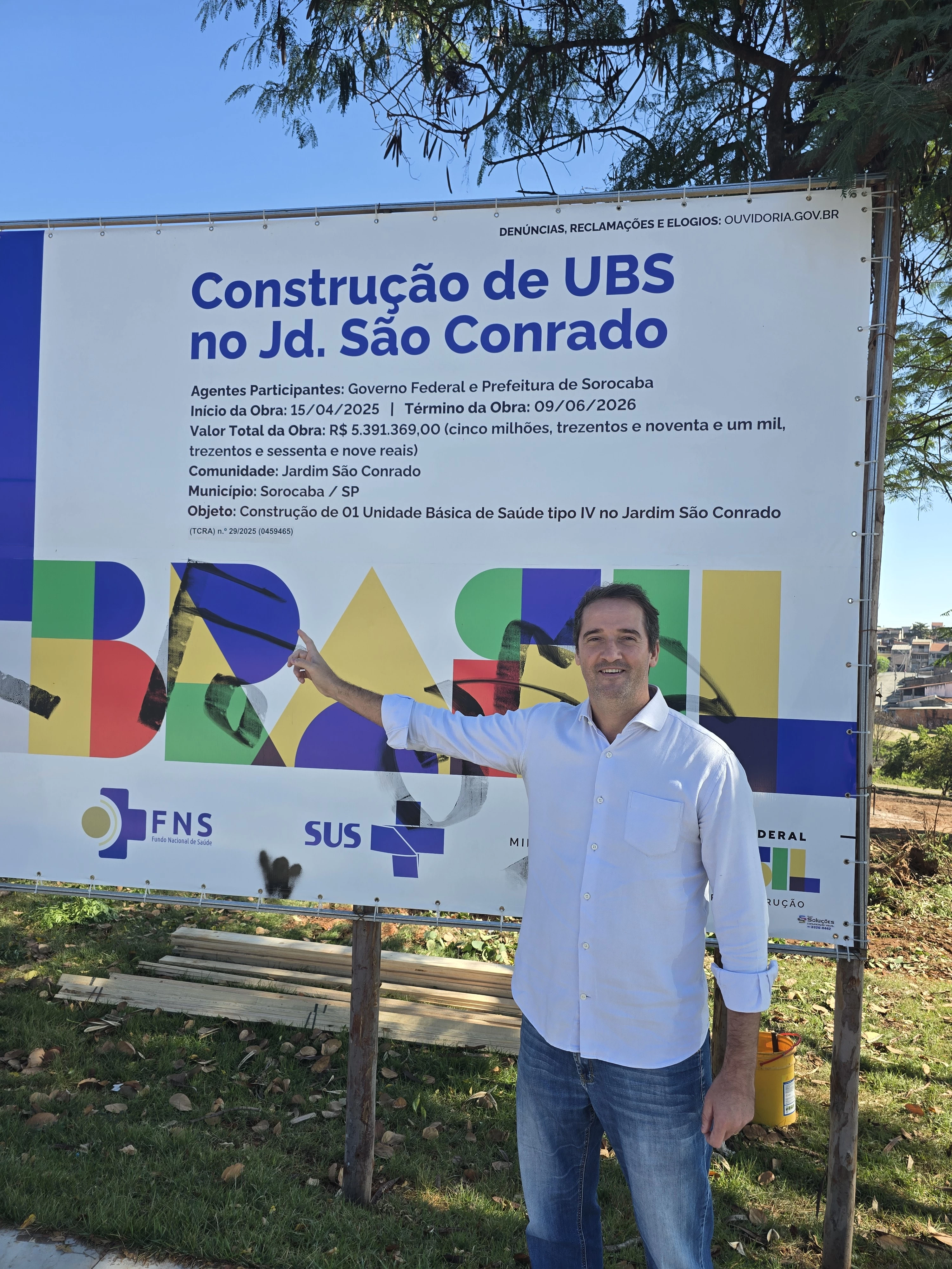 Raul Marcelo visita obras de nova UBS no Jd. São Conrado articulada junto ao governo federal