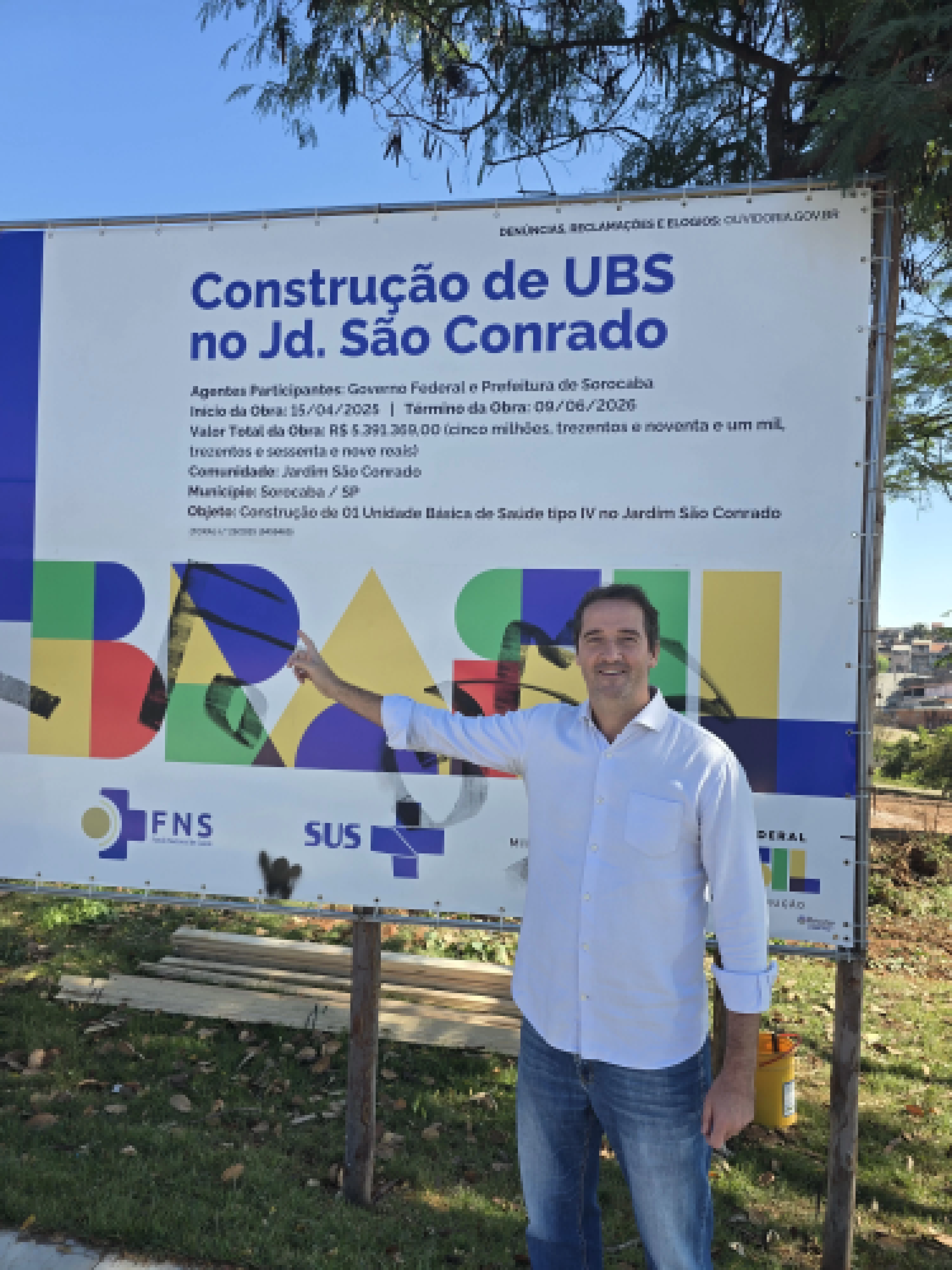 Raul Marcelo visita obras de nova UBS no Jd. São Conrado articulada junto ao governo federal
