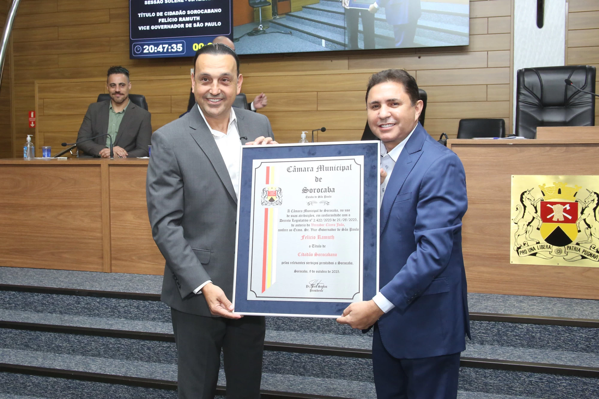 SESSÃO SOLENE: Câmara concede Título de Cidadão Sorocabano ao vice-governador Felício Ramuth