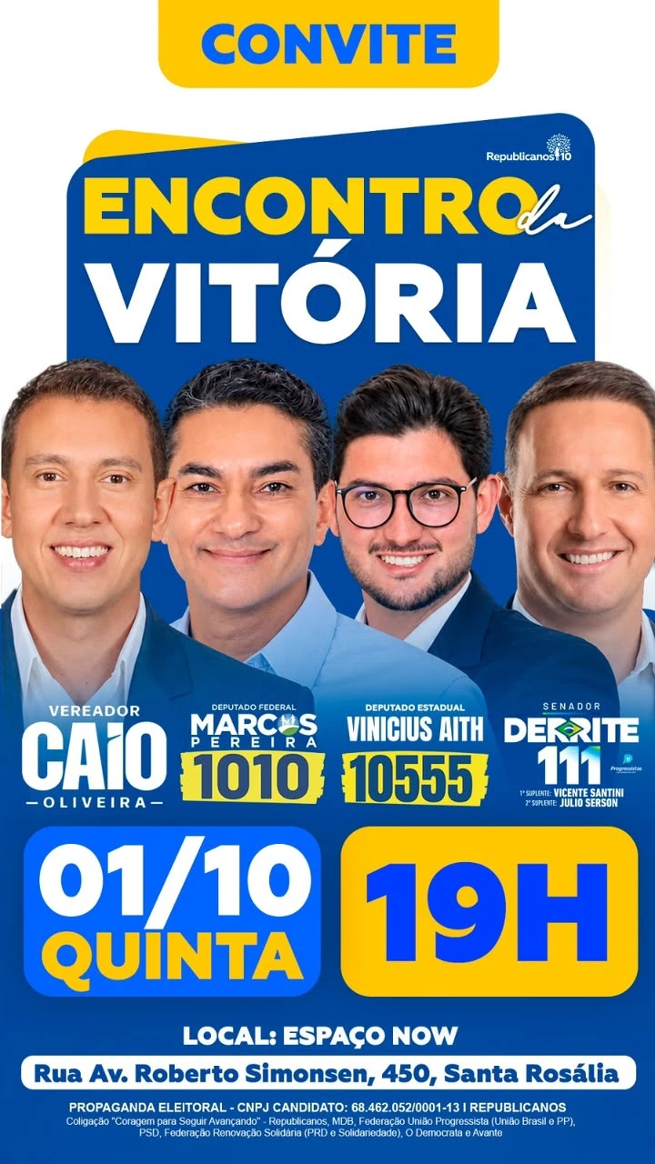 Encontro da Vitória reunirá lideranças políticas em Sorocaba na próxima quinta-feira