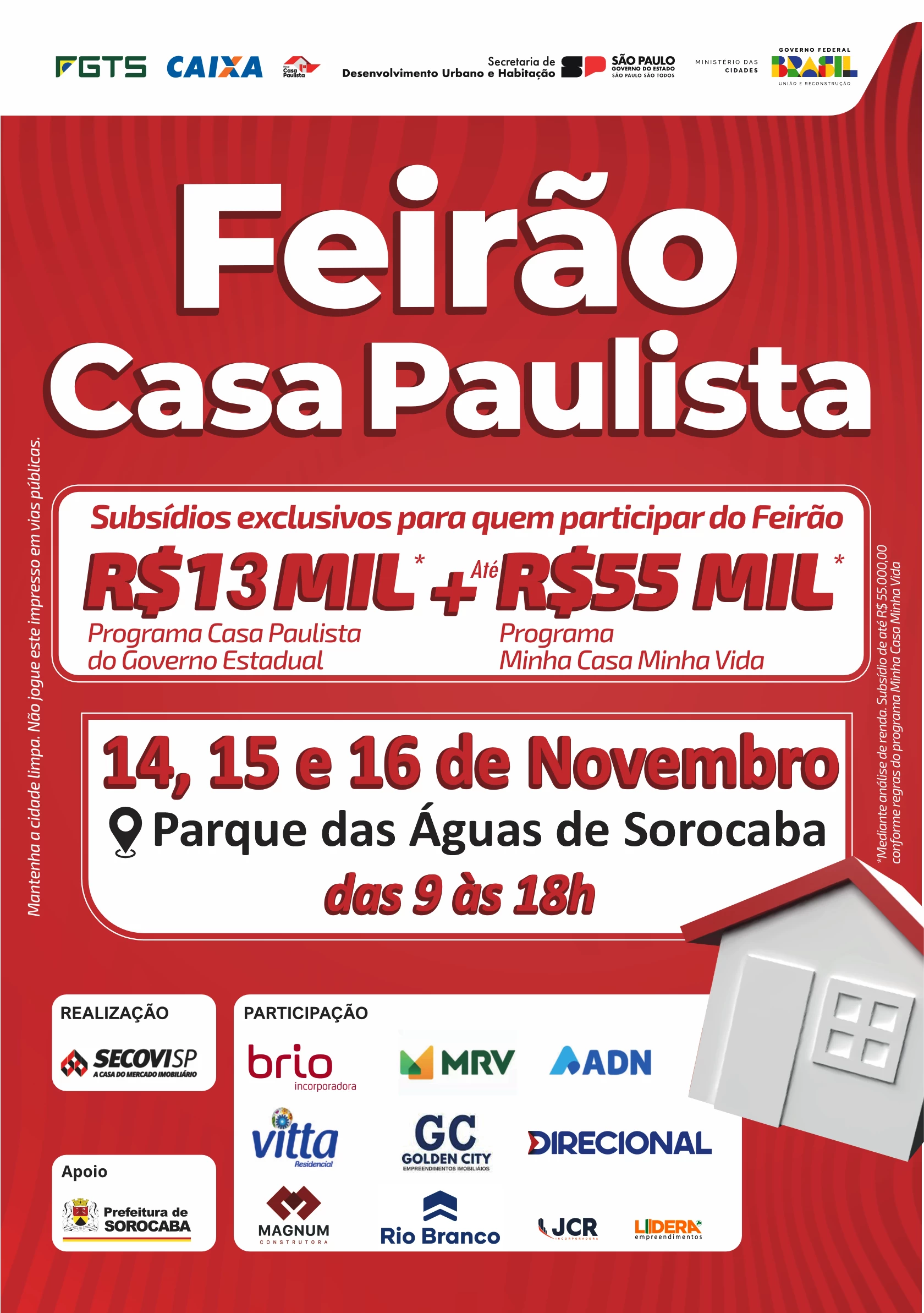 FEIRÃO CASA PAULISTA chega a Sorocaba prometendo realizar o sonho do imóvel próprio