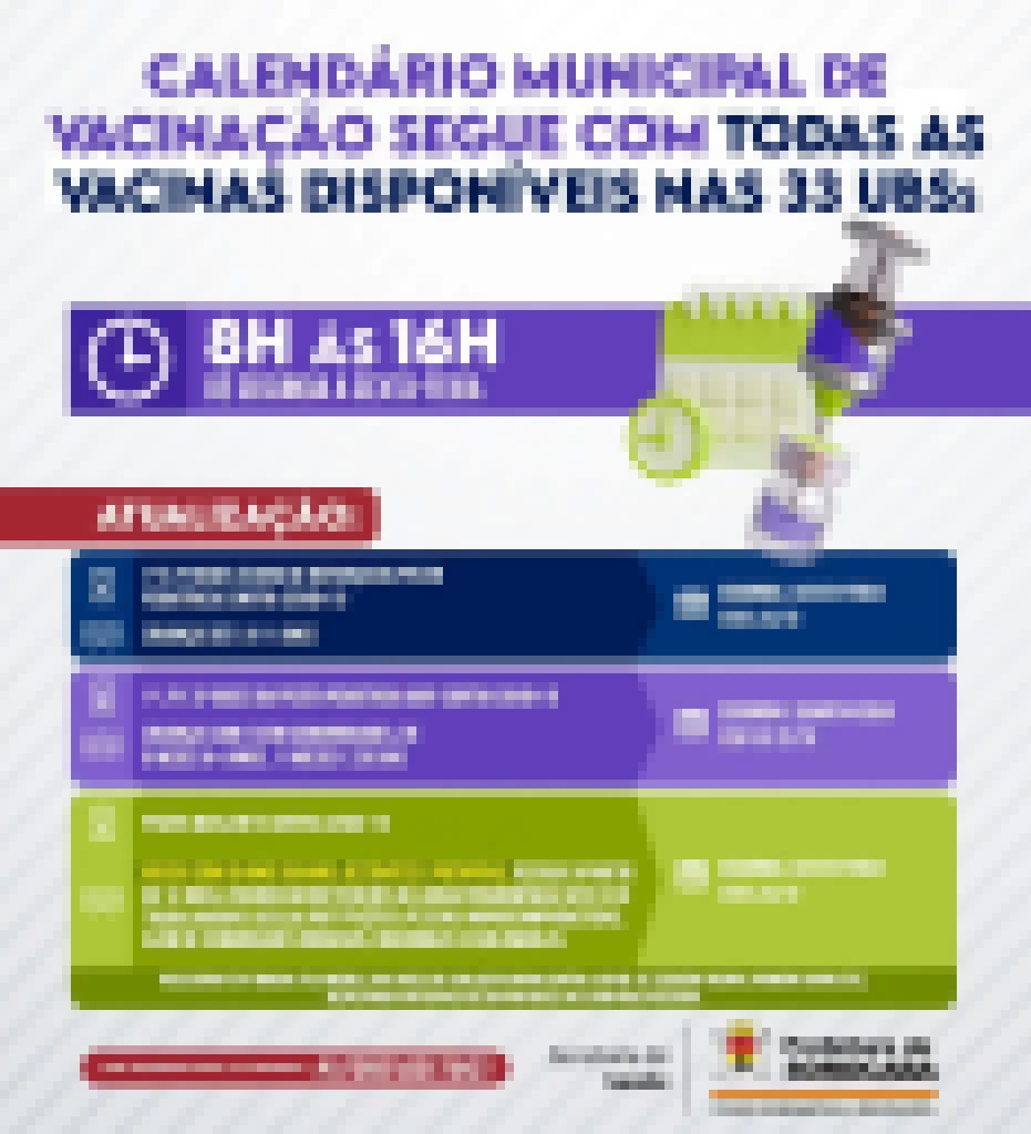 Calendário Municipal de Vacinação segue com todas as vacinas disponíveis nas 33 UBS de Sorocaba
