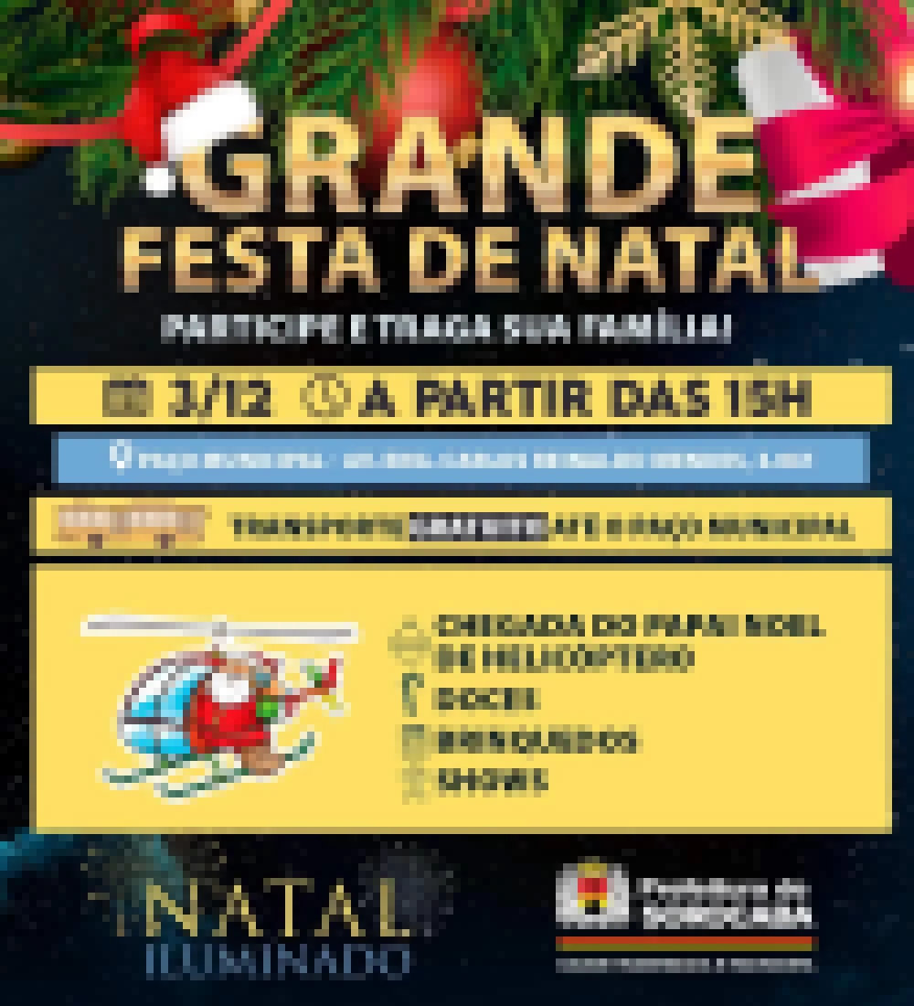 Paço Municipal de Sorocaba terá “Grande Festa de Natal” com chegada do Papai Noel de helicóptero e inúmeras atrações neste sábado (3)