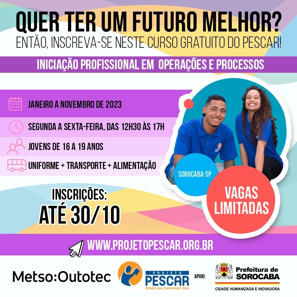Projeto Pescar tem inscrições abertas até domingo (30) para curso profissionalizante gratuito