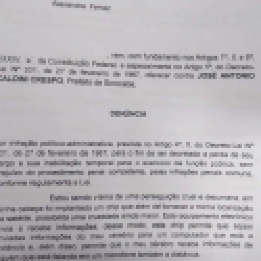 MunÃ­cipe protocola novo pedido de investigaÃ§Ã£o contra o prefeito JosÃ© Crespo e o acusa de â€œimplantar um chipâ€� em sua cabeÃ§a