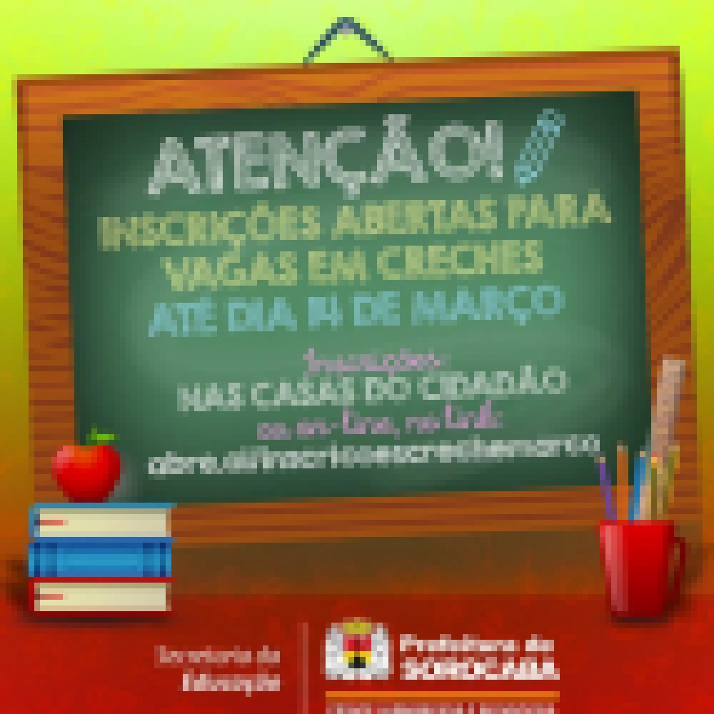 Inscrições de março para vagas em creche estão disponíveis até dia 14