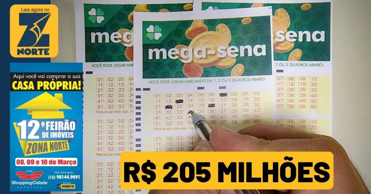 Mega-sena acumula novamente e prêmio pode chegar a R$ 205 milhões