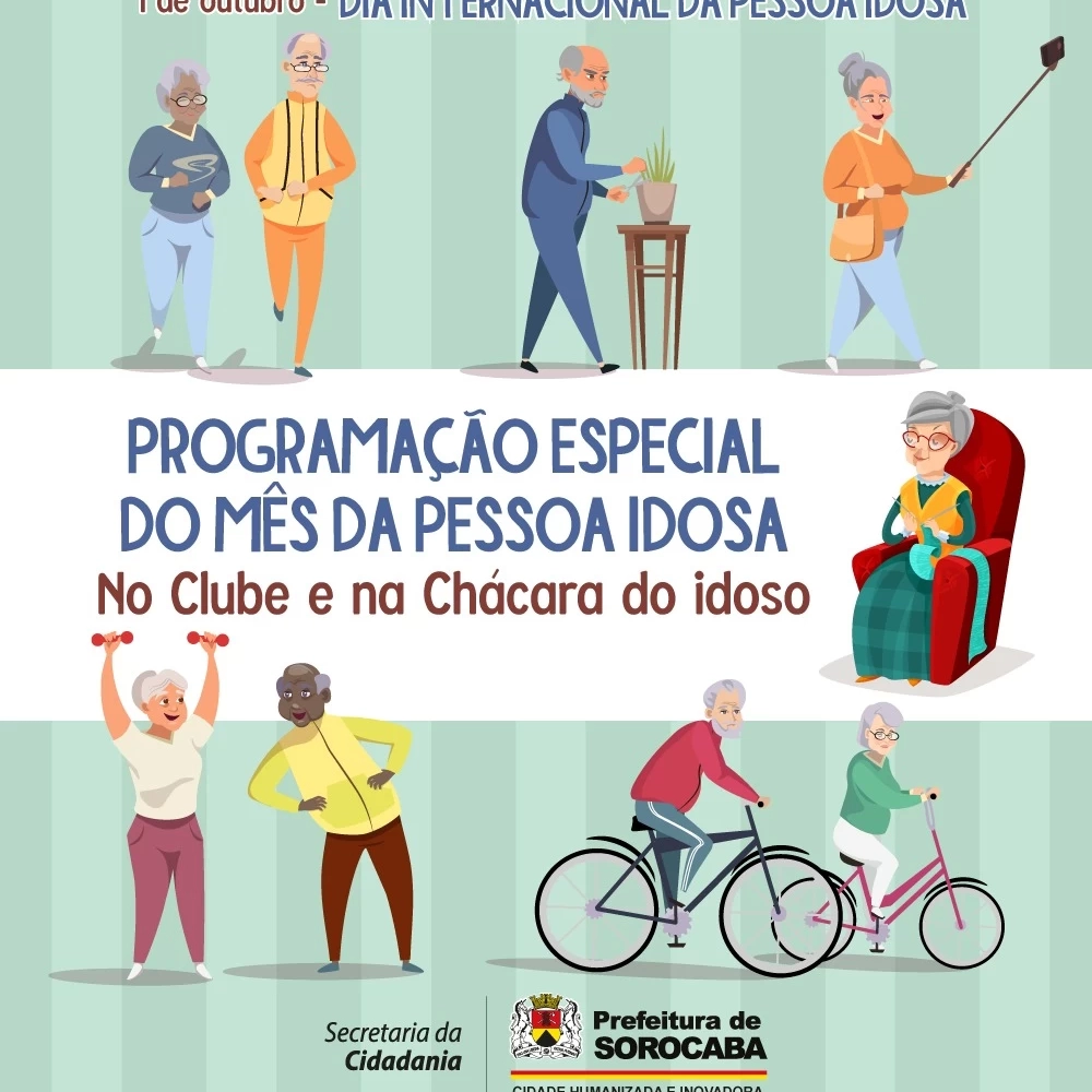 Prefeitura de Sorocaba divulga programação especial de outubro dedicada ao Dia Internacional da Pessoa Idosa