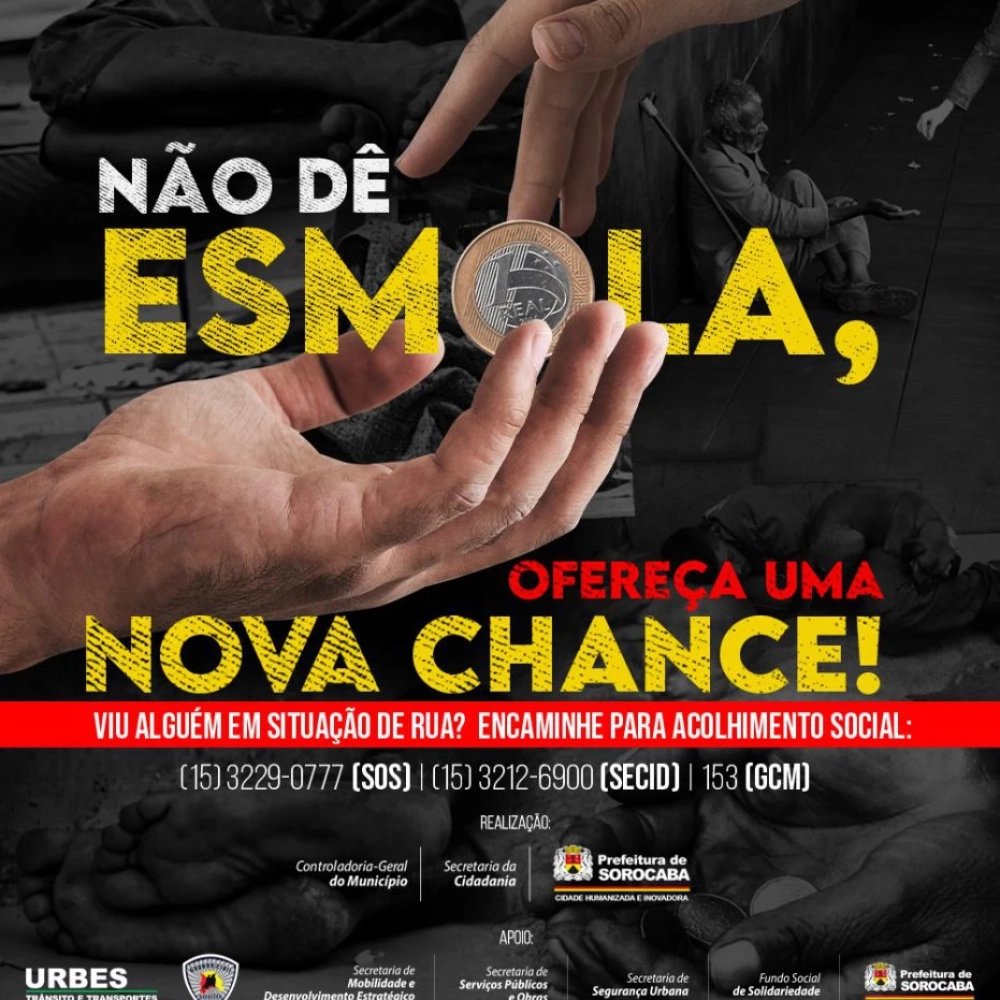 Prefeitura de Sorocaba lança campanha de conscientização sobre importância de não oferecer esmola