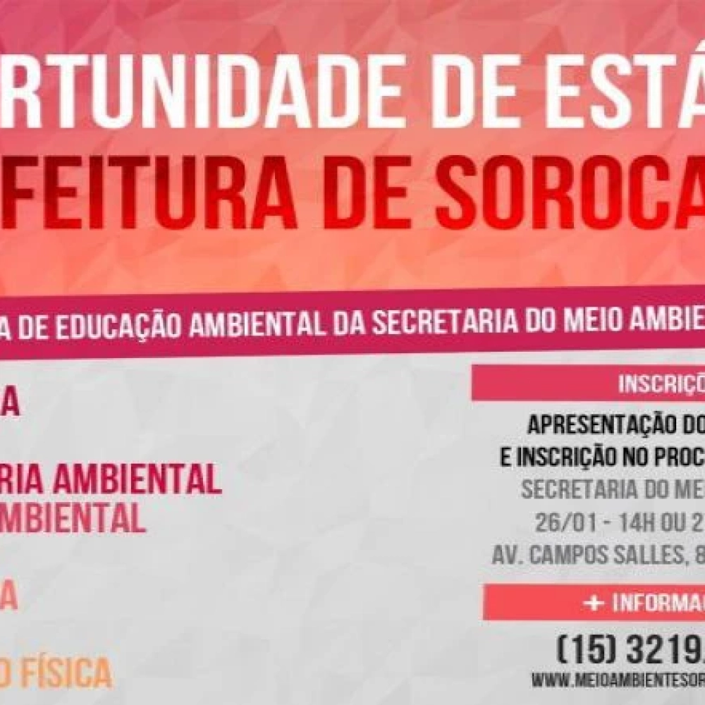 Prefeitura de Sorocaba oferece estágio para universitários