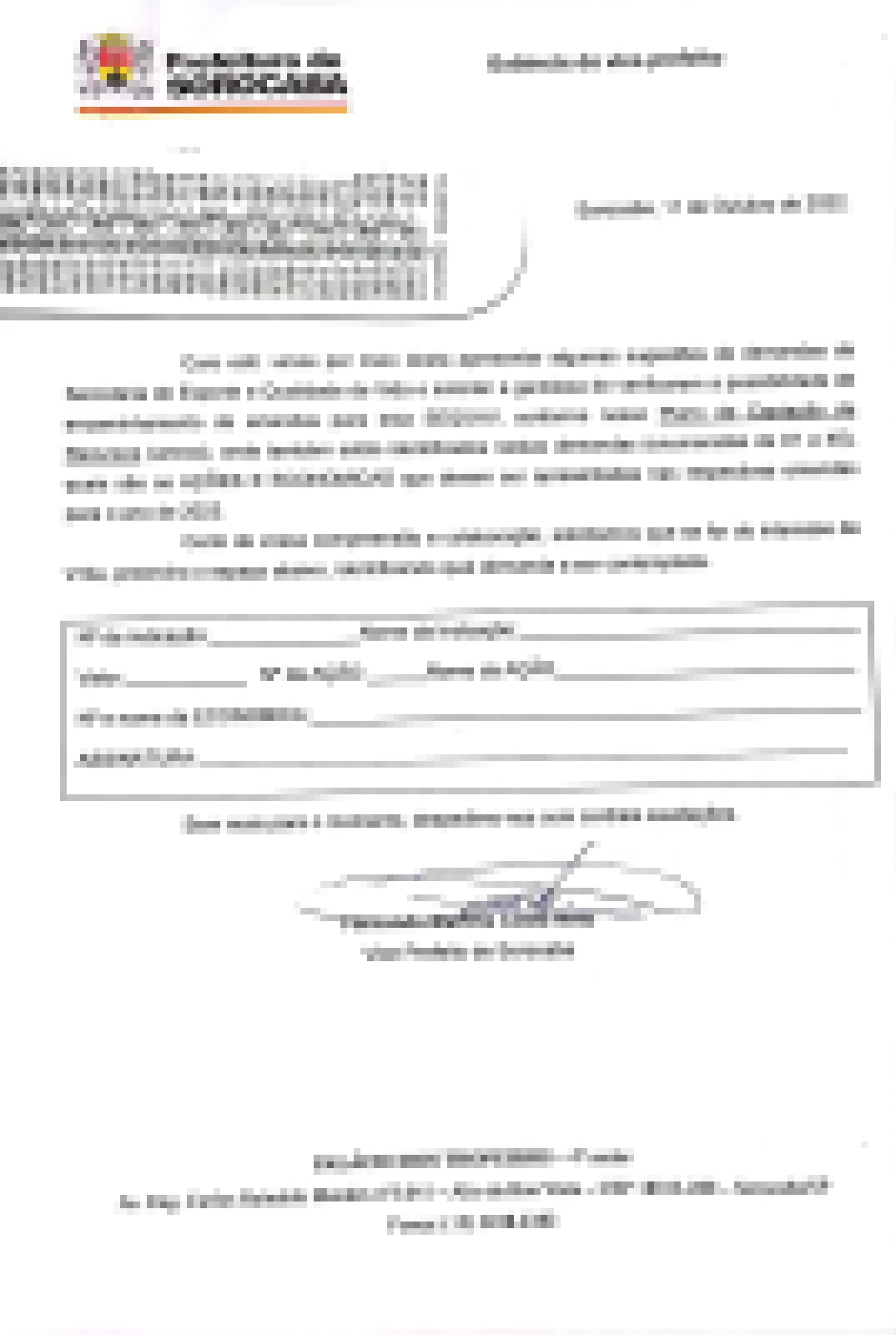 Vice-Prefeito de Sorocaba faz o trabalho de Secretário e envia carta para os vereadores solicitando emendas para a Secretaria de Esportes e Qualidade de Vida