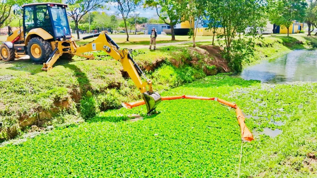 Saae/Sorocaba faz limpeza e remoção de plantas aquáticas no Parque dos Espanhóis