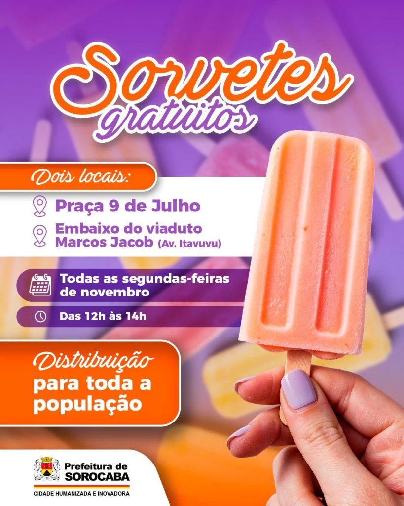 Distribuição gratuita de sorvete acontece no mês de novembro