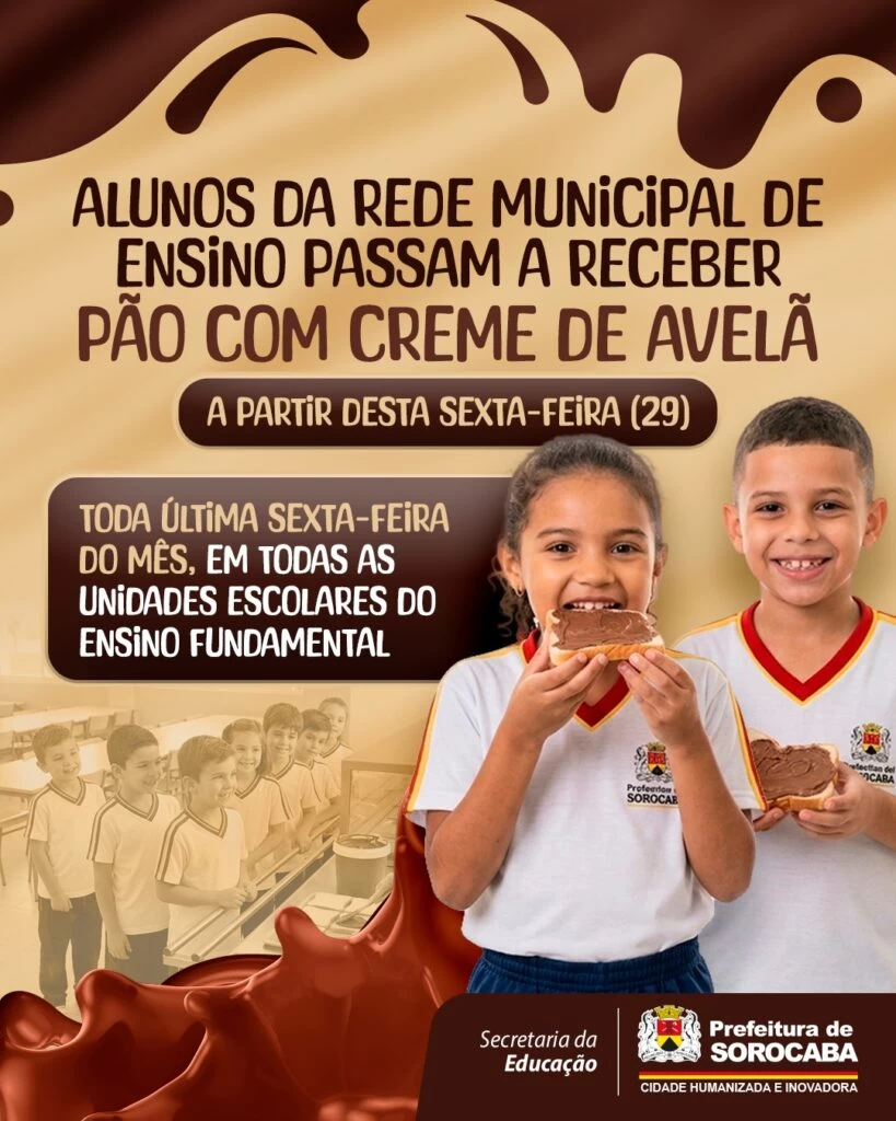 A partir desta sexta-feira (29) alunos da rede municipal de ensino passam a receber pão com creme de avelã nas refeições