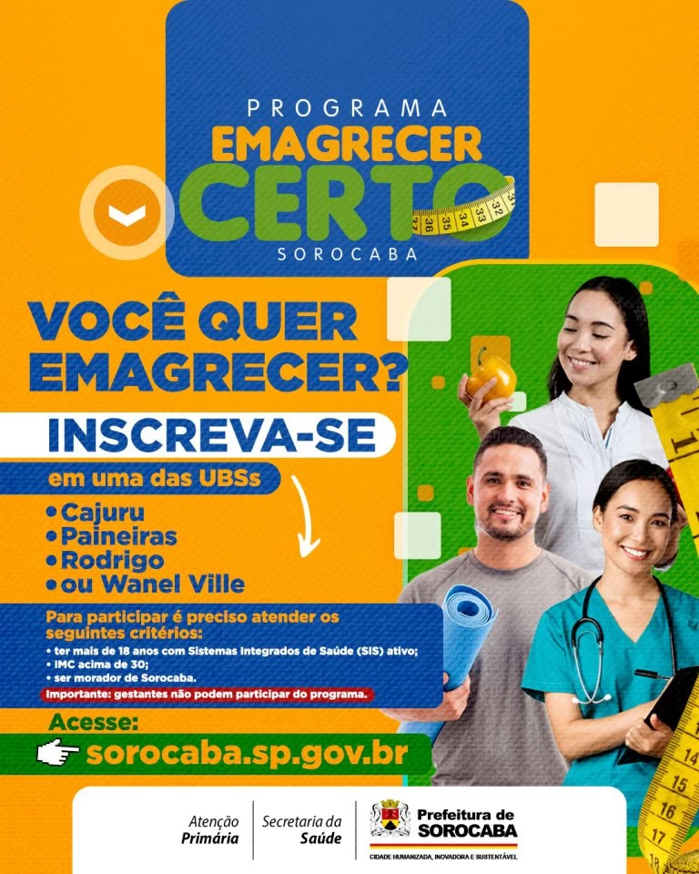 ‘Emagrecer Certo Sorocaba’ abre inscrições para 160 novos participantes