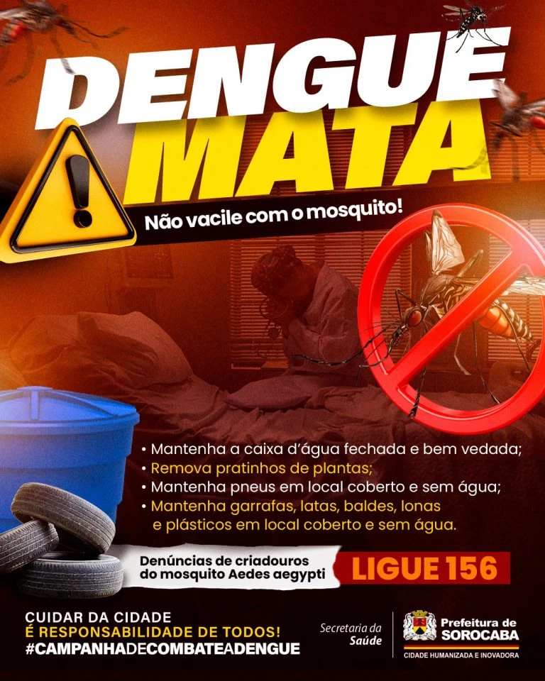Campanha contra a dengue em 2026 tem início nesta sexta-feira (9) em Sorocaba