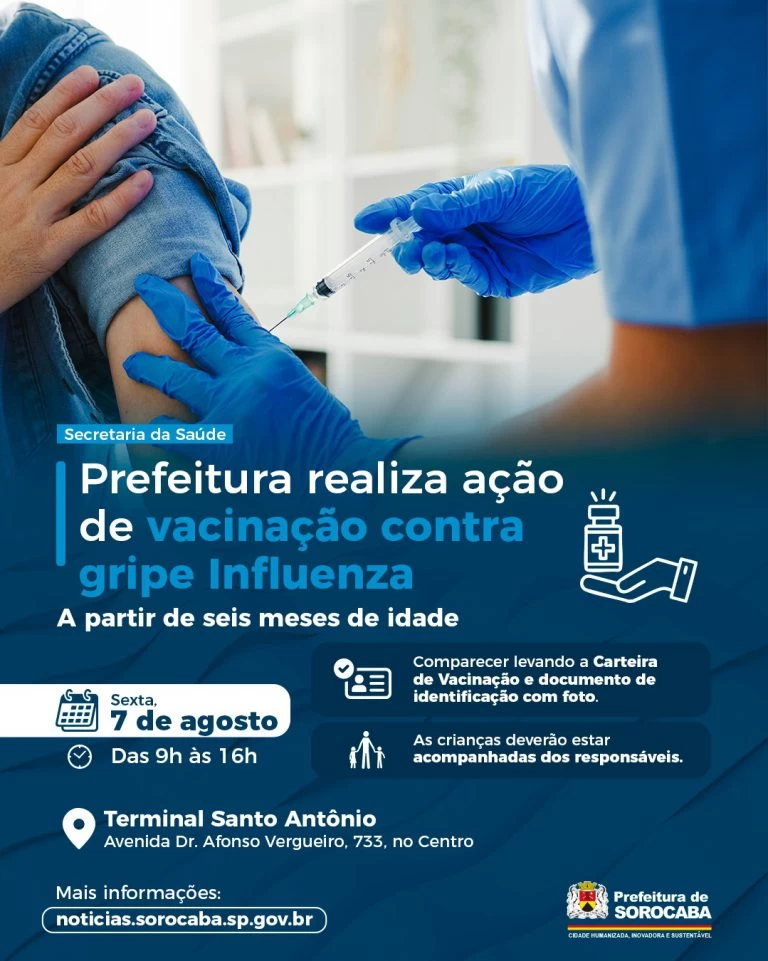 Prefeitura realiza ação de vacinação contra gripe Influenza no Terminal Santo Antônio nesta quinta-feira (7)
