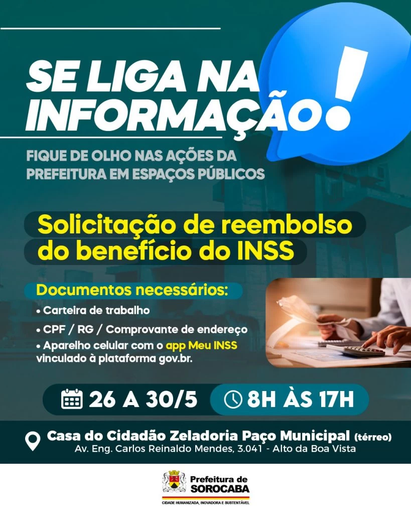Prefeitura de Sorocaba presta auxílio na solicitação de reembolso do benefício do INSS