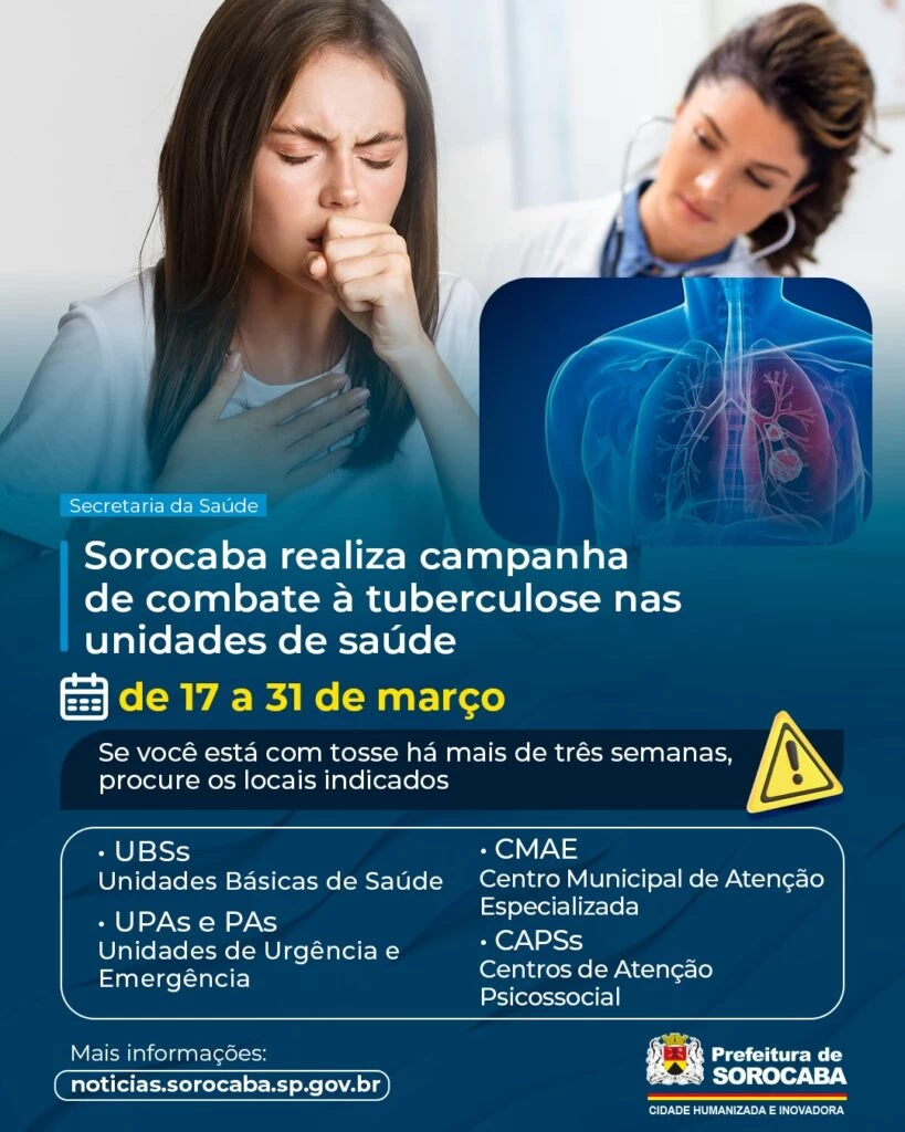Sorocaba realiza campanha de combate à tuberculose nas unidades de saúde de 17 a 31 de março