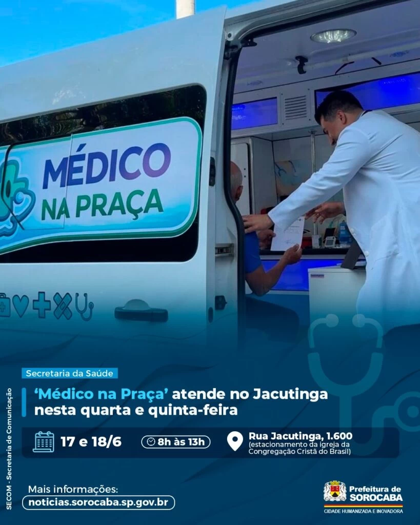 ‘Médico na Praça’ atende no Jacutinga nesta quarta e quinta-feira (17 e 18)