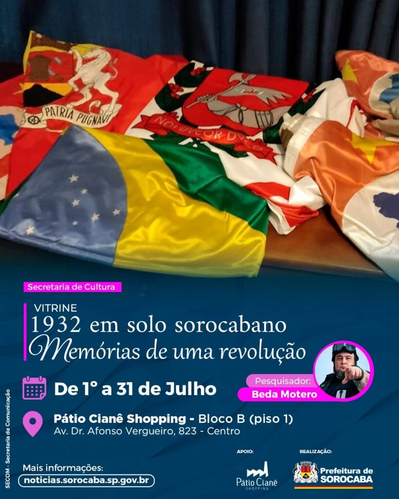 Exposição “Vitrine – 1932 em solo sorocabano, memórias de uma revolução” no Pátio Cianê Shopping