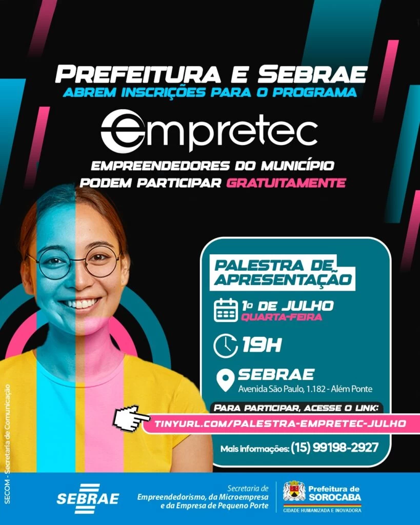 Palestra do Empretec ocorre em 1º de julho