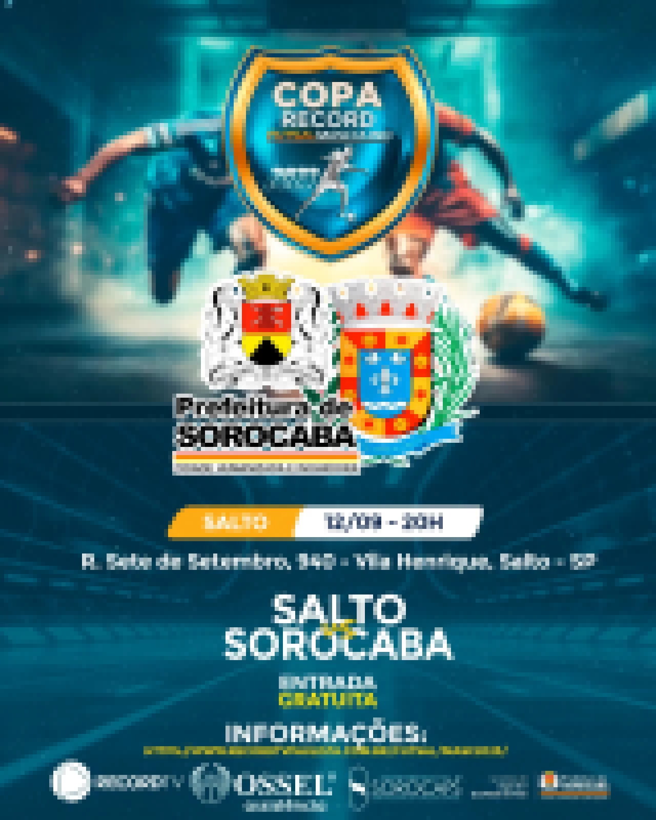 Sorocaba joga contra Salto na Copa Record de Futsal Masculino 2023 nesta terça-feira (12)