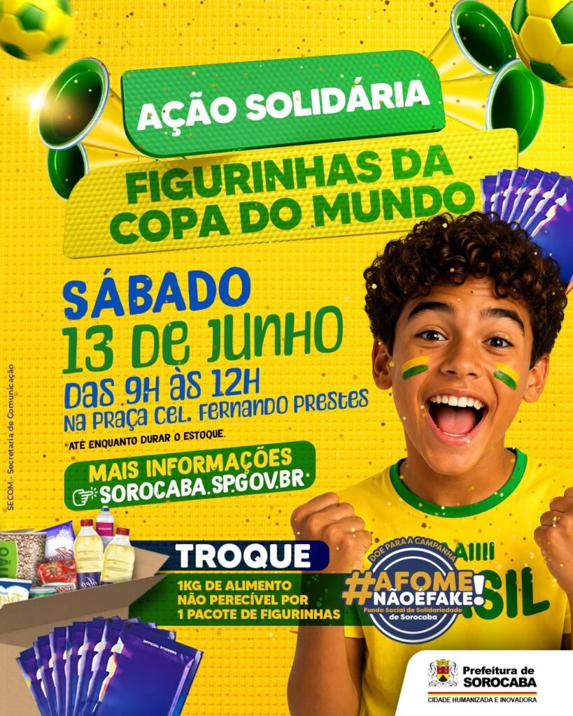 Prefeitura promove troca de figurinhas por alimentos não perecíveis em ação solidária