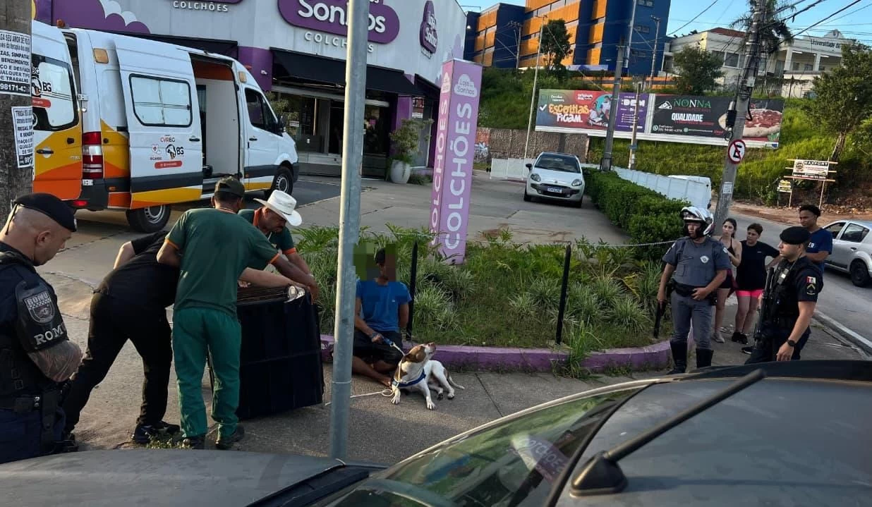 GCM detém homem por maus-tratos e usar cão para atacar pessoas no Centro de Sorocaba