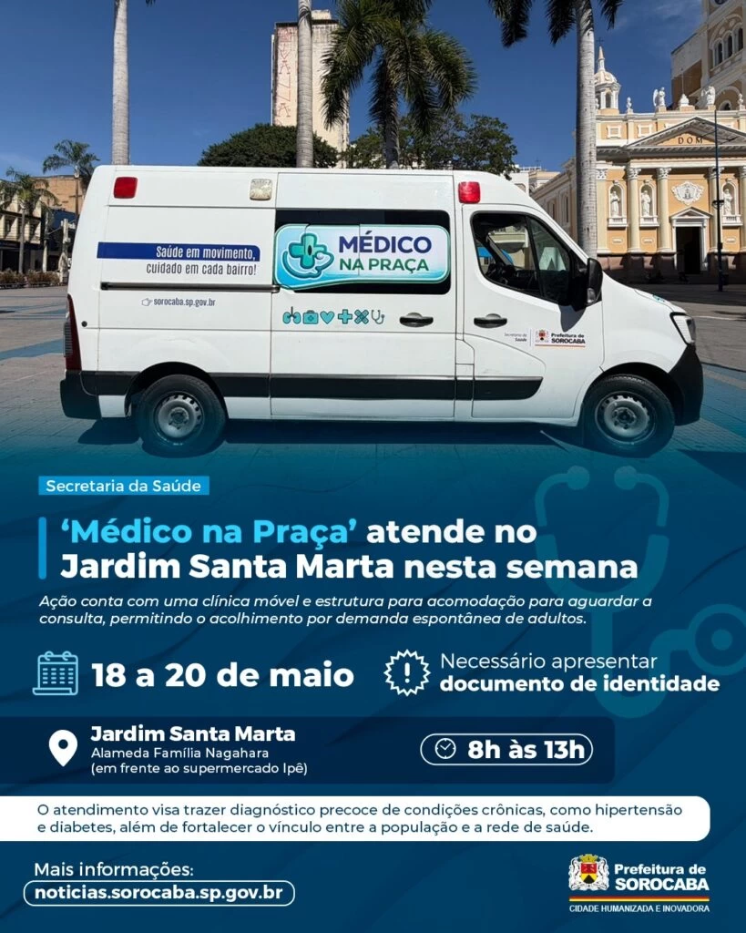 ‘Médico na Praça’ atende no Jardim Santa Marta nesta semana