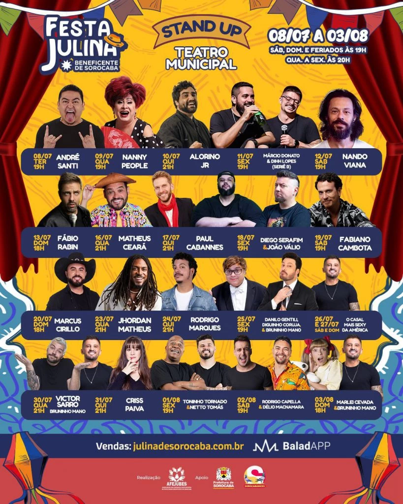 44ª Festa Julina Beneficente de Sorocaba anuncia atrações de Stand Up Comedy e teatro com atriz Vera Fischer