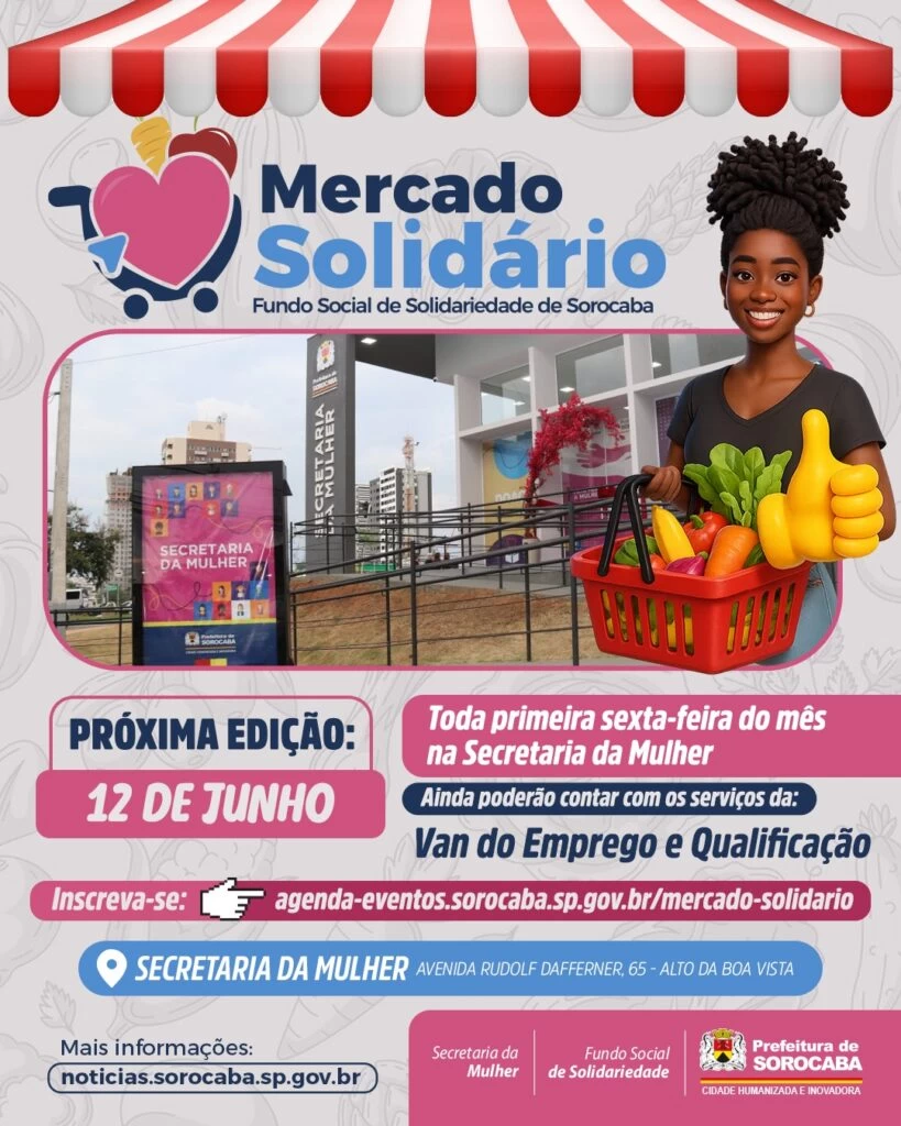 Secretaria da Mulher abre inscrições para o próximo Mercado Solidário a partir da próxima segunda-feira (8)