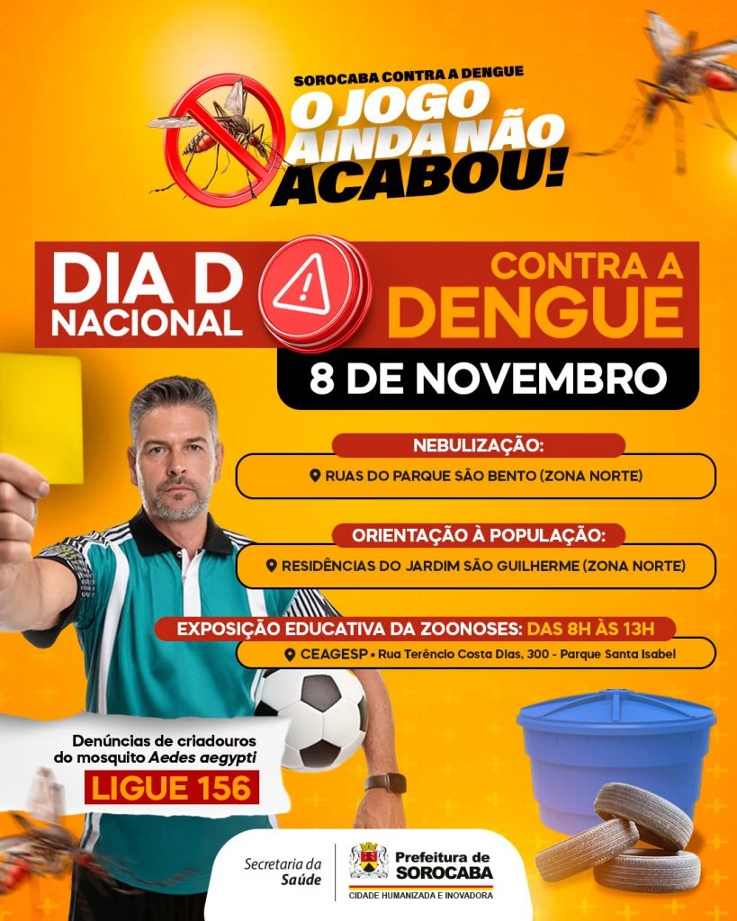 Sorocaba realiza ações do Dia D nacional contra a dengue neste sábado (8)
