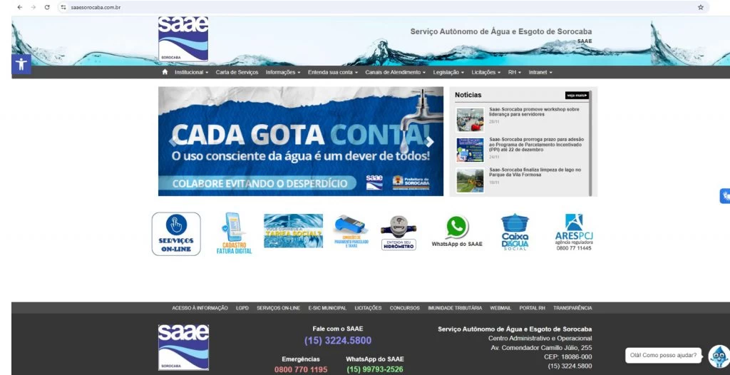 Saae/Sorocaba promove renovação de Agência Virtual de serviços on-line