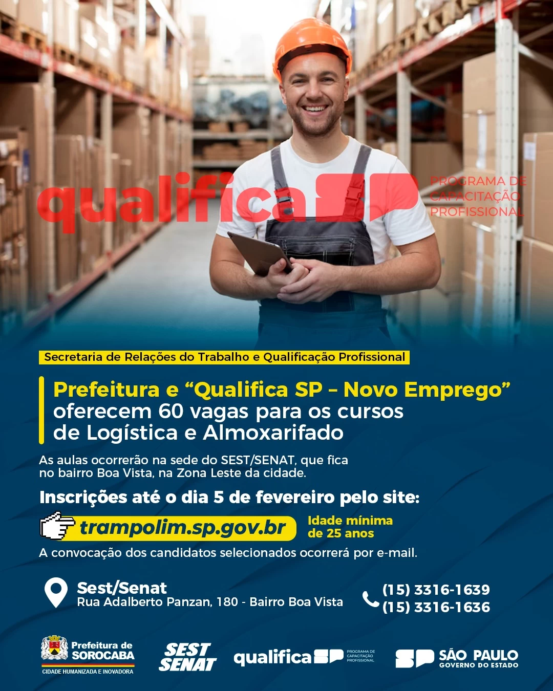 Prefeitura e “Qualifica SP – Novo Emprego” oferecem 60 vagas para os cursos de Logística e Almoxarifado