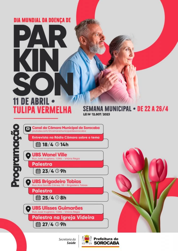Sorocaba realiza ações referentes à Campanha Tulipa Vermelha de Conscientização da Doença de Parkinson