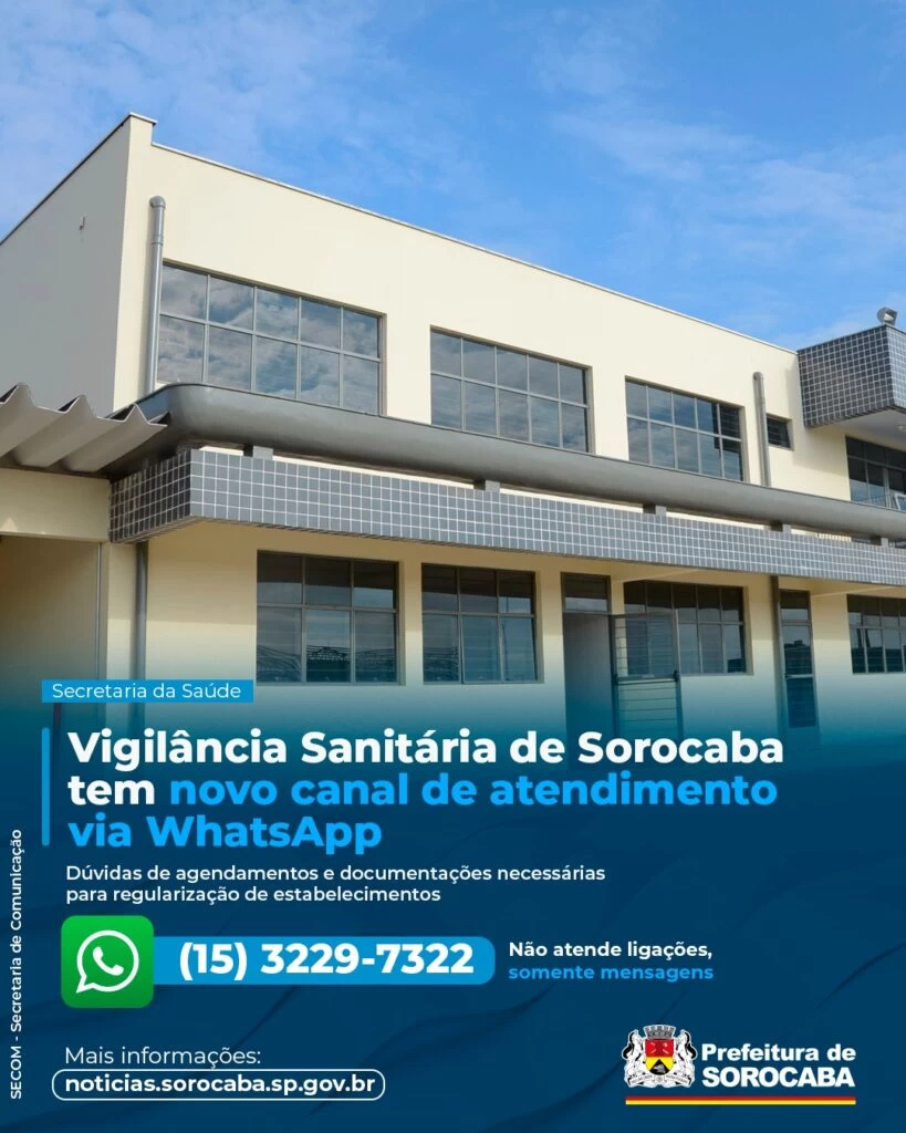 Vigilância Sanitária de Sorocaba tem novo canal de atendimento via WhatsApp