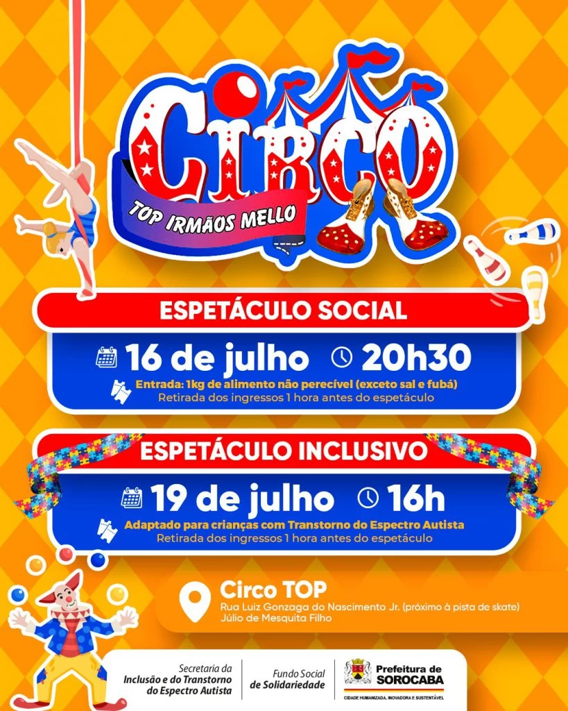 Prefeitura de Sorocaba promove dois espetáculos no Circo Top