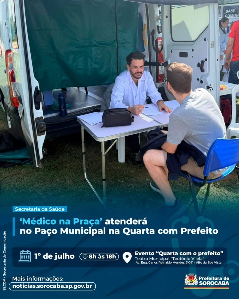 ‘Médico na Praça’ atende no Paço Municipal nesta quarta-feira (1º)