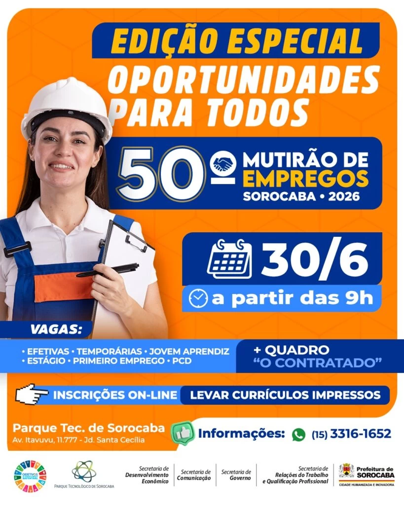 Mutirão de Empregos chega à 50.ª edição com o tema especial “Oportunidades para todos”