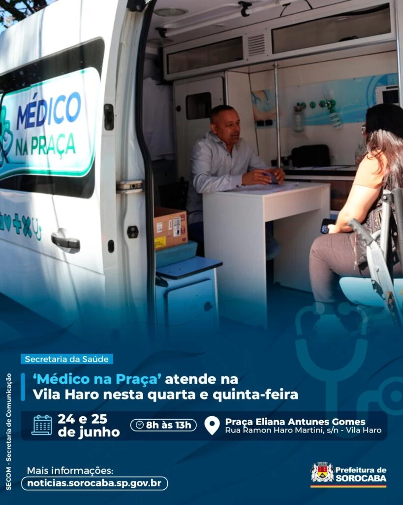 ‘Médico na Praça’ atende na Vila Haro nesta quarta e quinta-feira (24 e 25 de junho)