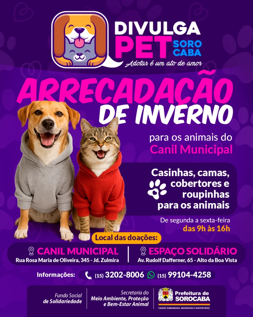Campanha de arrecadação de inverno para o Canil Municipal de Sorocaba