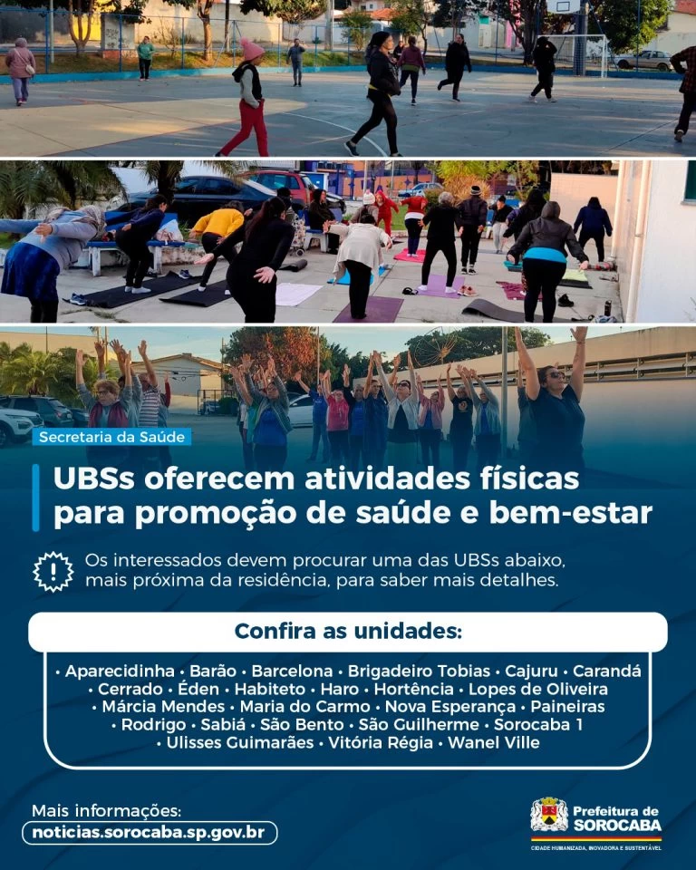 UBSs oferecem atividades físicas para promoção de saúde e bem-estar