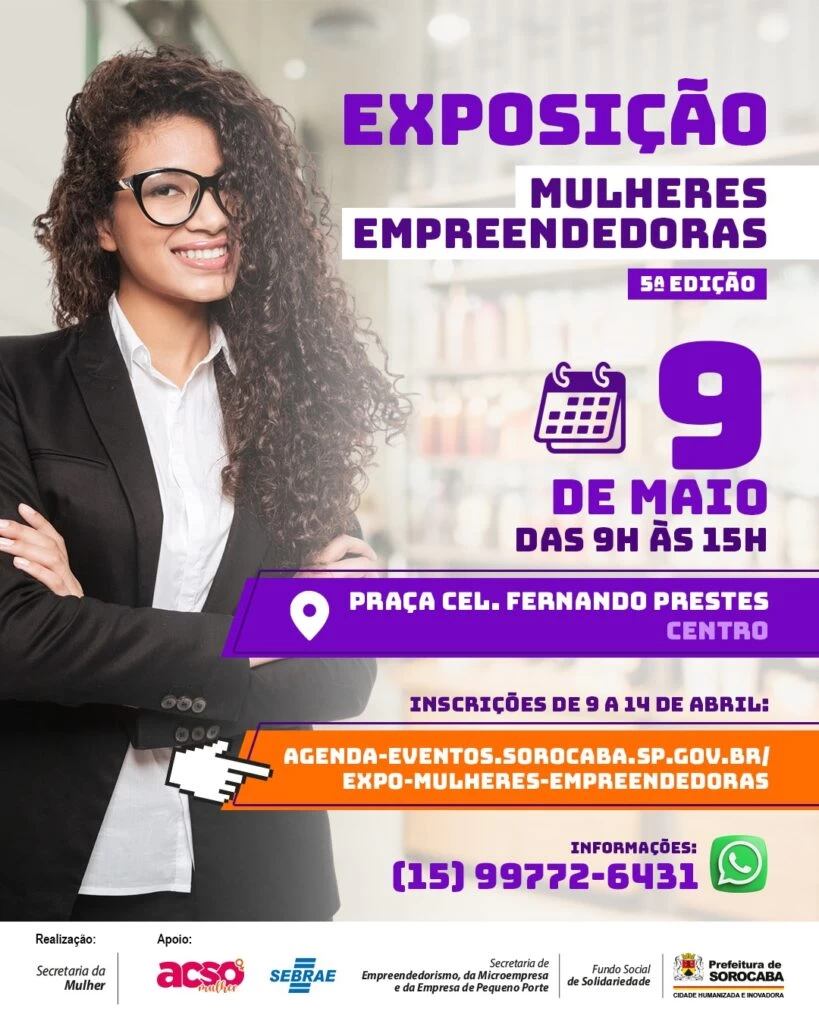 5ª Expo Mulheres Empreendedoras será realizada na Praça Coronel Fernando Prestes