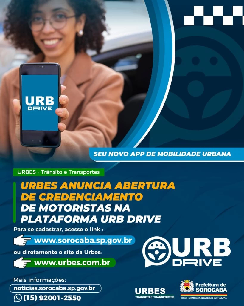 Urbes anuncia abertura de credenciamento de motoristas na plataforma URB Drive