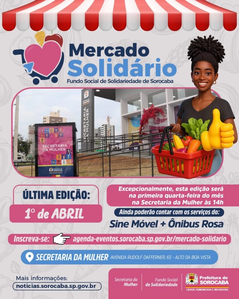 Mercado Solidário tem data alterada para o dia 1º de abril e inscrições já estão abertas